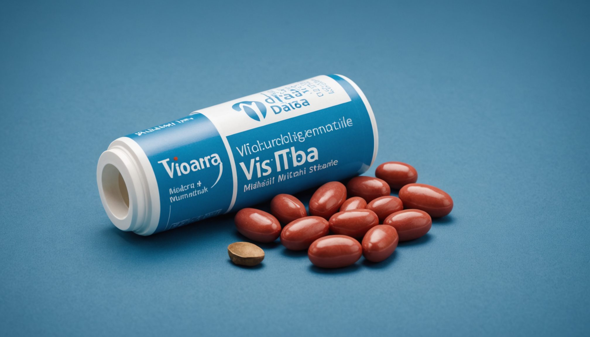 Viagra tabletləri və erektil disfunksiya haqqında tibbi məlumatı əks etdirən illüstrasiya